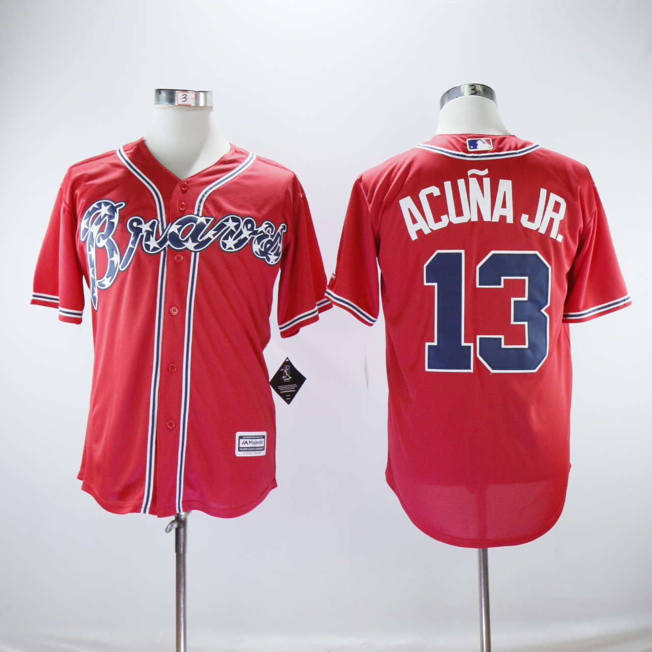 Men Atlanta Braves 13 Acuna jr Red MLB Jerseys